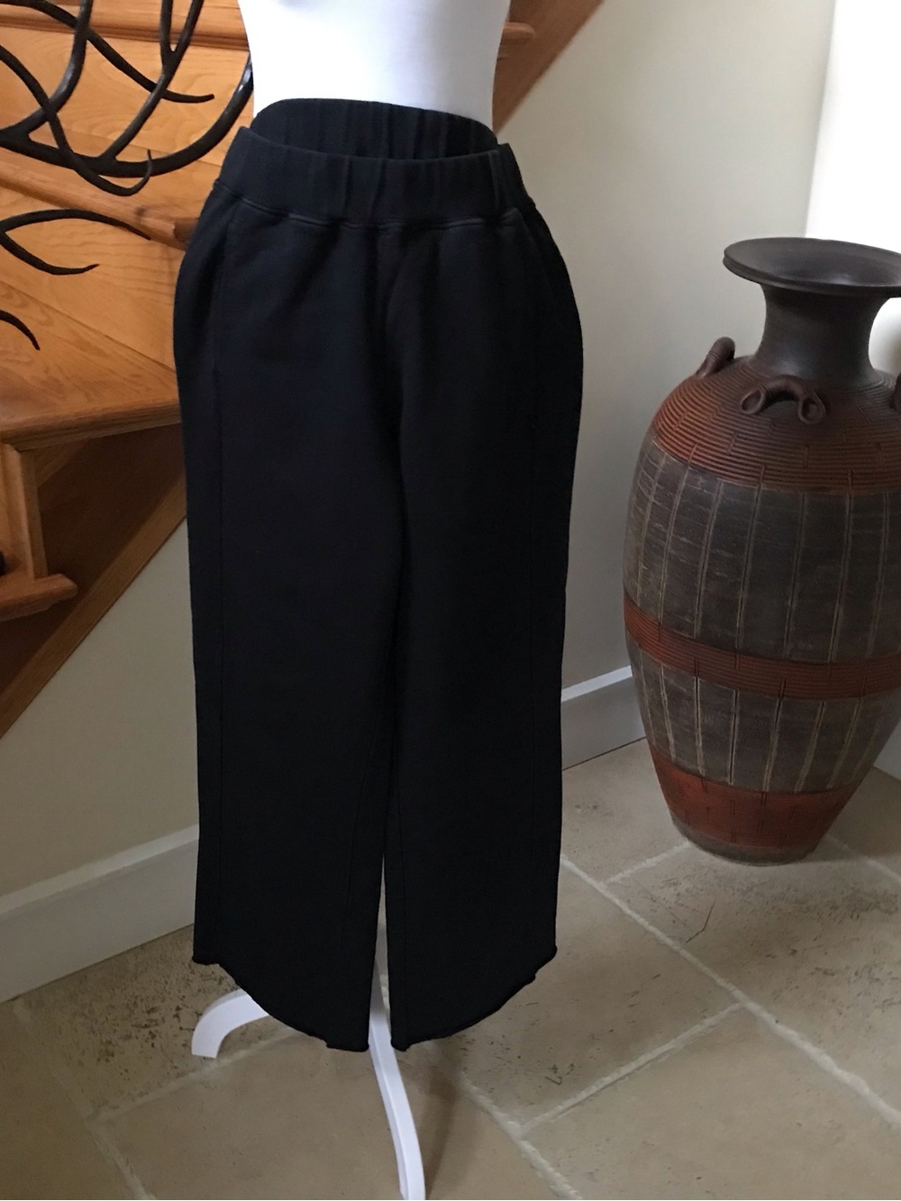American Giant Black Wide-Leg Pull-On Pants